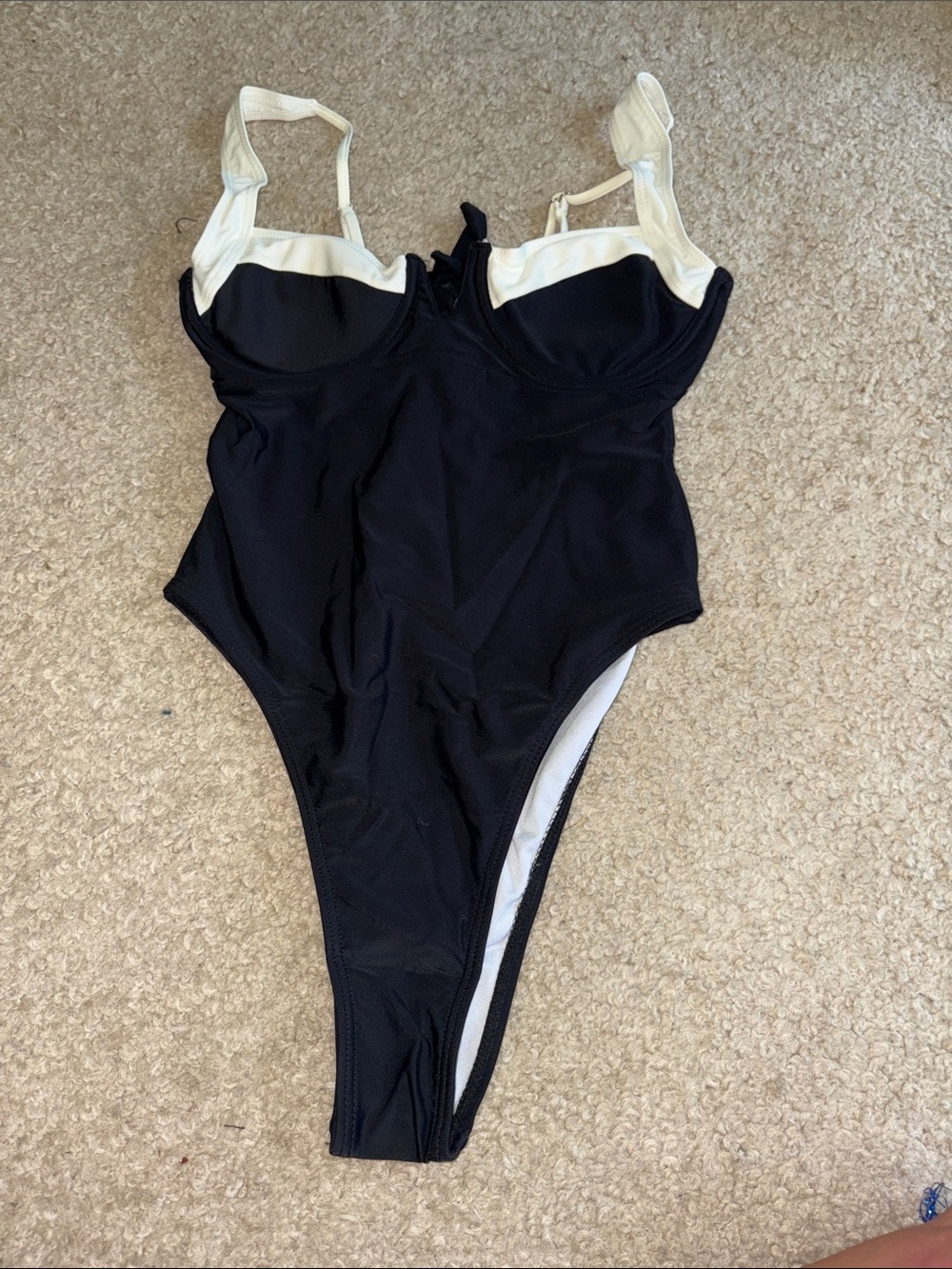 Black & White One-Piece Swimsuit with Contrast Trim